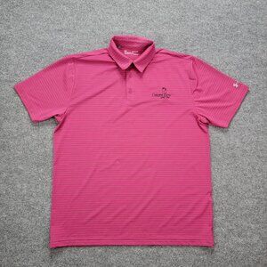 Under Armour Polo Shirt Mens XL Pink‎ Purple Striped Crescent Farms Golf Club